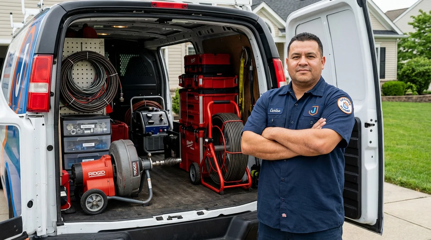 Professional drain cleaning equipment and Johns Plumbing LLC plumber in Farmerville