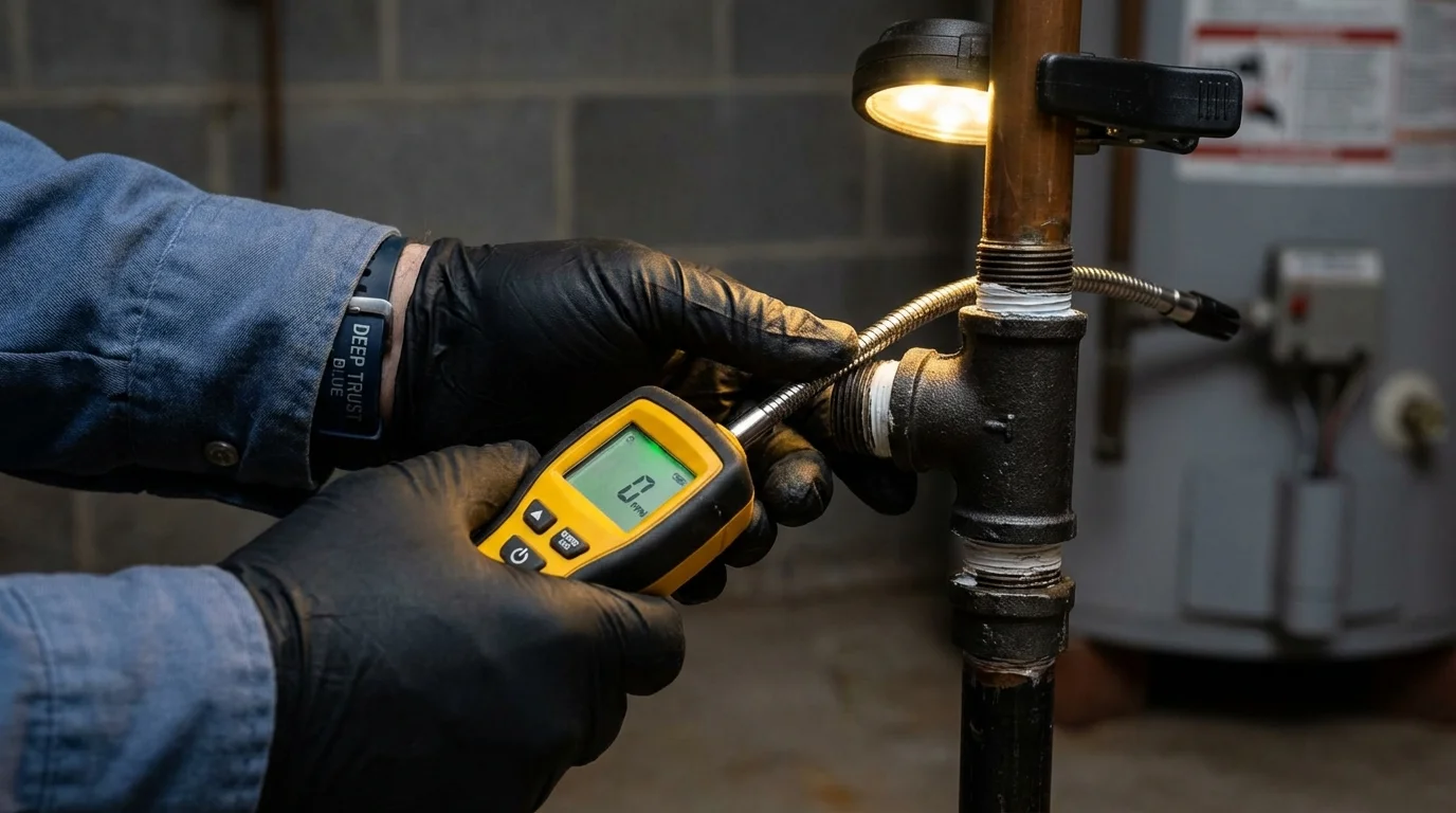 Gas leak detection with electronic sniffer by Johns Plumbing LLC in Farmerville